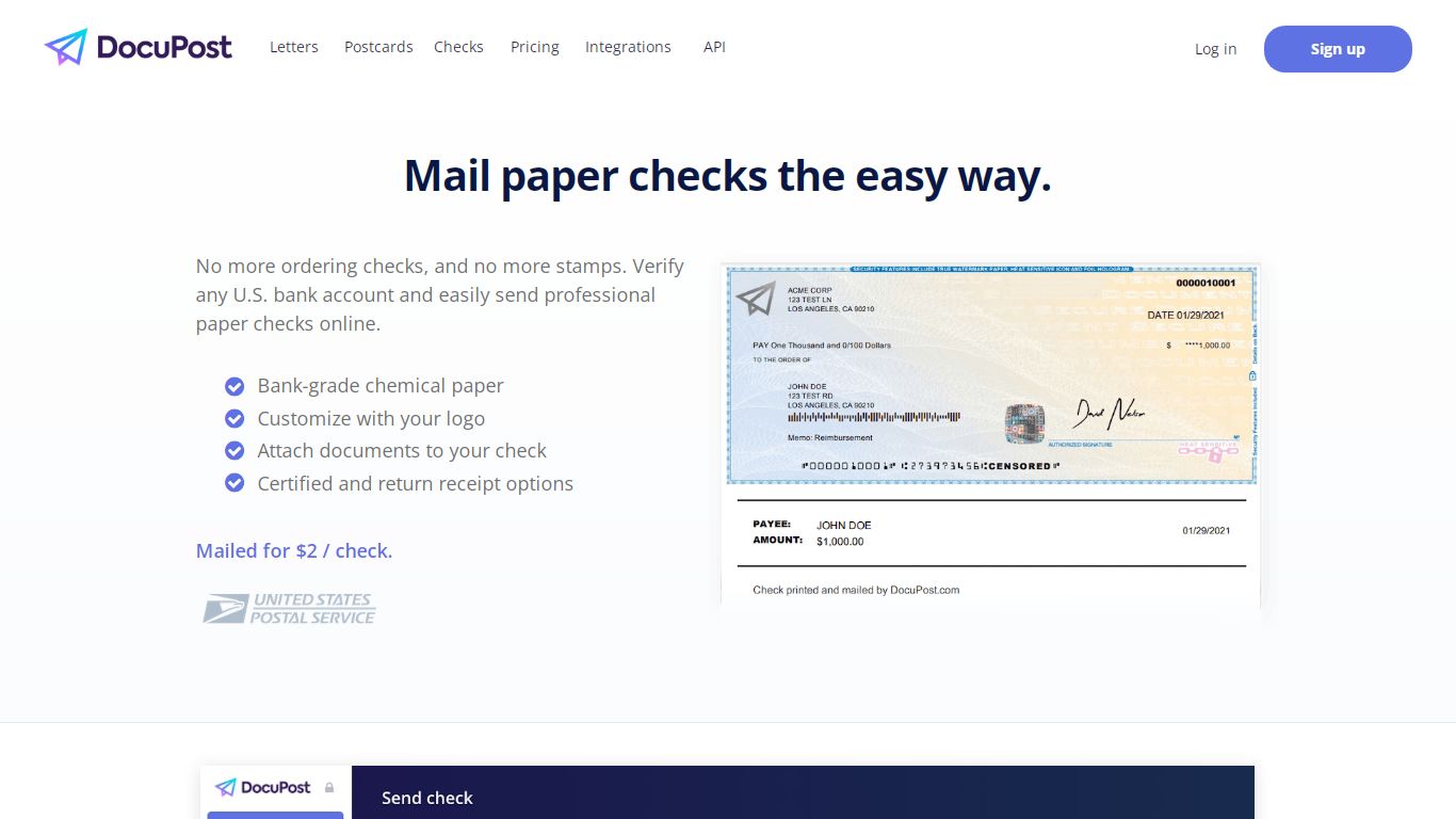 DocuPost - Mail professional checks online